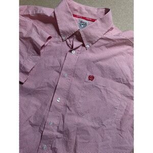 Cinch Red Checkered Western Short Sleeve Button Up Shirt‎ Mens Size M